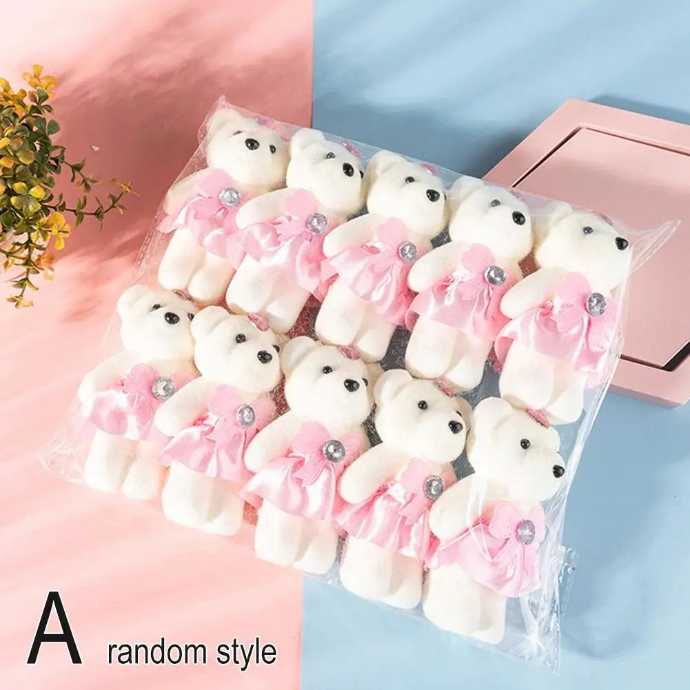 10Pcs/Lot Soft Stuffed Bear Plush Toys Mini Teddy Bear Dolls Toy Mini Bear Flower Bouquet Dolls DIY Flower Gifts Pendant Zpaxo pink