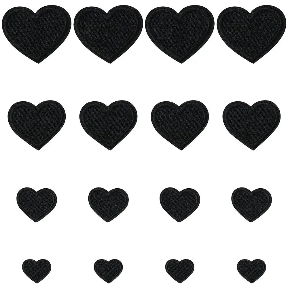 40-Pack Embroidered Heart Iron-On & Sew-On Patches – 4 Sizes