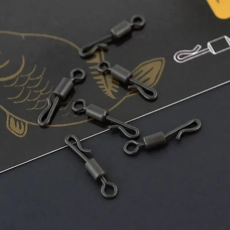 HIRISI 20Pcs/Pack Carp Fishing Swivels Quick Change Matt Black 17MM/20MM Size For Carp Fishing Rig Fishing Terminal Tool Zpaxo