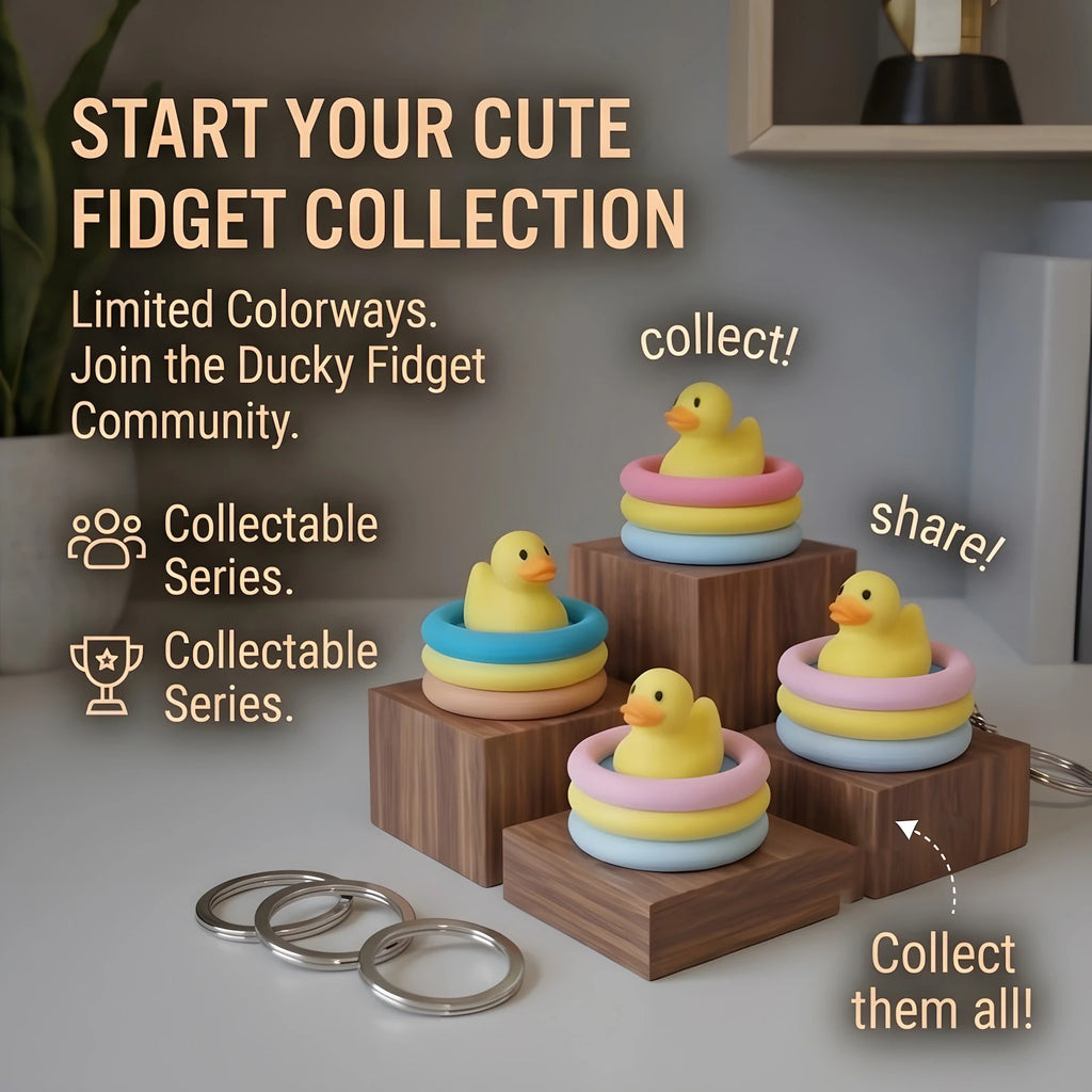 Cute Yellow Duck Fidget Toy Mechanical Keyboard Switch Keychain 3D
