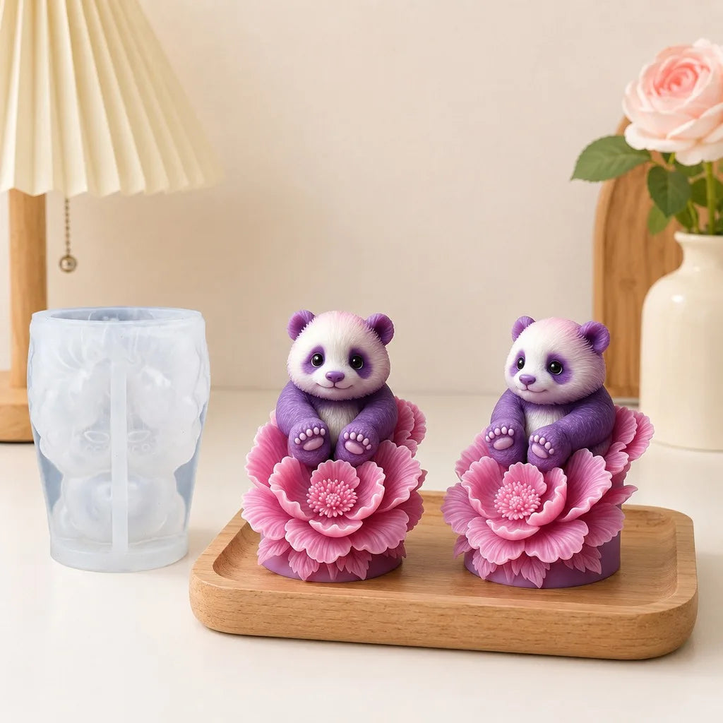 3D Peony Panda Silicone Candle Mold – Food Grade DIY Craft Silicone Candle Mold Zpaxo