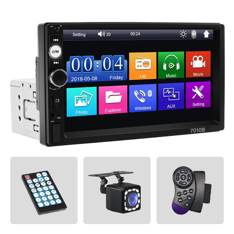 Hippicron 7-inch Car MP5 Radio 1 DIN Multimedia Player Bluetooth