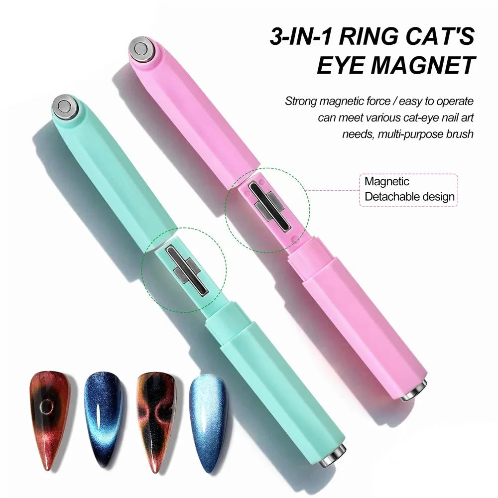 Ring Shaped Cat Magnetic Stick for 3D Circular Diagonal Effect Nails High Magnet Cat Gel Polish 3-in-1 Nail Art Manicure Tools Zpaxo
