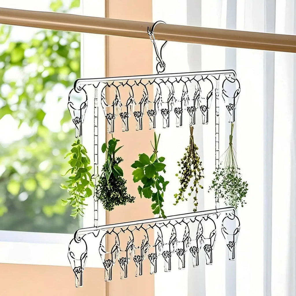 Herb Dryer 20 Hooks Stainless Steel Space Saving Plant Drying Rack