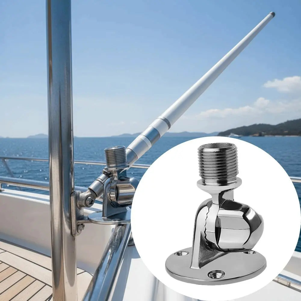 316 Stainless Steel Ratchet Antenna Mount 25mm Diameter Adjustable Design Boat Antenna Mount Round Base Ratchet Mechanism Zpaxo