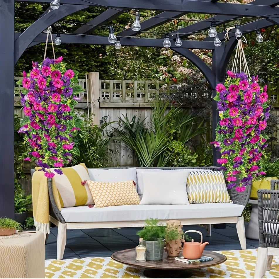 Resistant Artificial Outdoor Plants Precisetrue Hanging Flowers Home Garden Decoration 29 in Silk Petunia Fake Plant For Yard Zpaxo