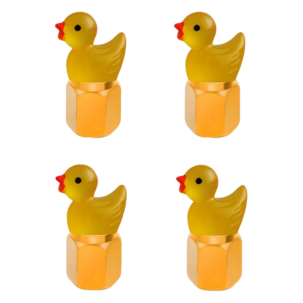 Cute Duck Glow Dark Tire Valve Caps Auto Stem Covers Cars Motorcycles Zpaxo YELLOW