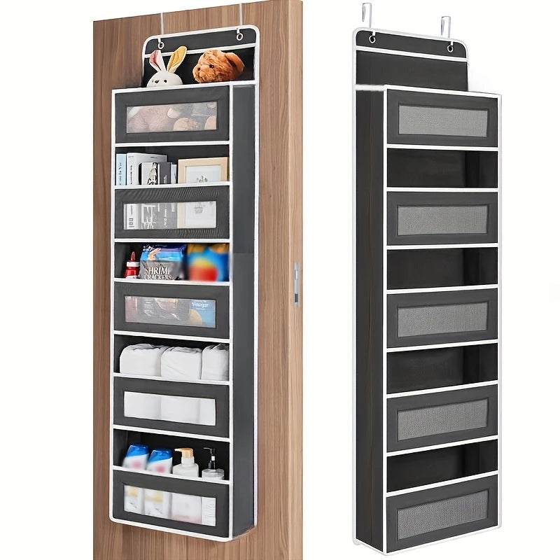 Over The Door Organizer – Hanging Storage with Clear Windows Door Storage Organizer Zpaxo 5 grids black