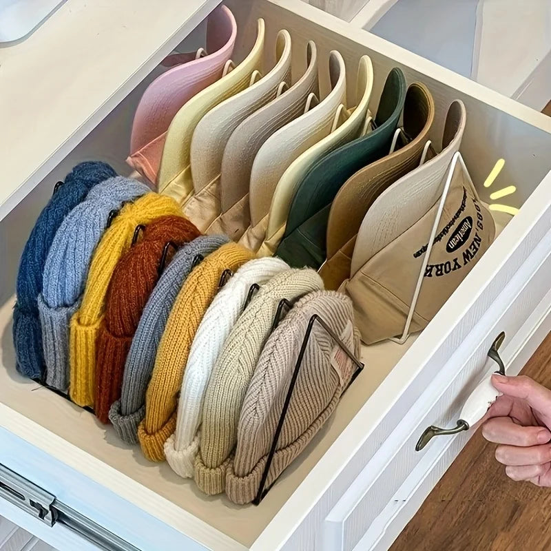 9-Compartment Metal Hat Organizer Space Saving Rack Baseball&knit