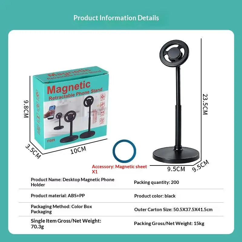 Adjustable Magnetic Phone Stand – 360° Rotation & Telescopic Pole