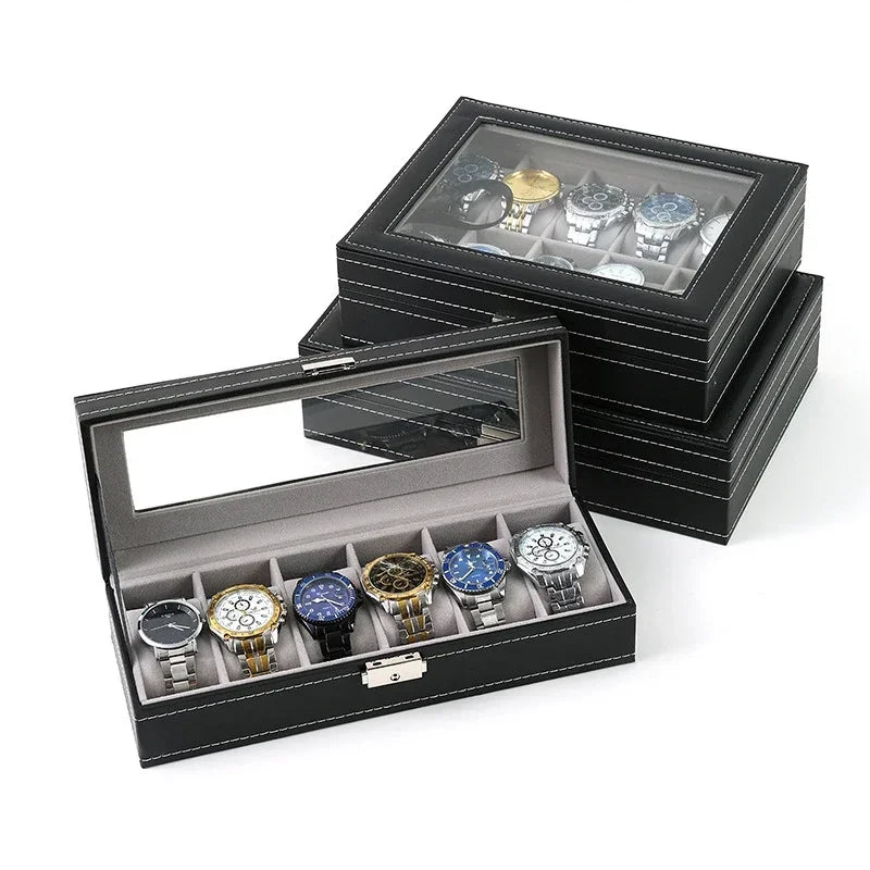 PU Leather Watch Box Organizer – 2 to 12 Grid Display Case Watch Display Box Zpaxo