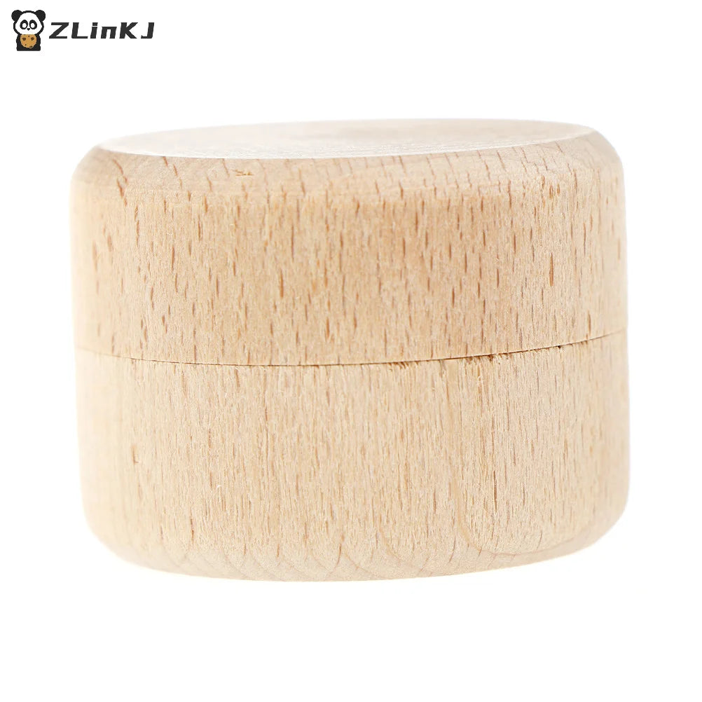 ▶1Pcs Round Wooden Wedding Ring Jewelry Trinket Box Wood Storage Container Case Zpaxo