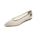 Flat Shoes for Women Spring and Summer 2025 Elegant Pointed Breathable Mesh Drilled Shallow Mouth Plus Size Women's Shoes 42 43 Zpaxo gold 40