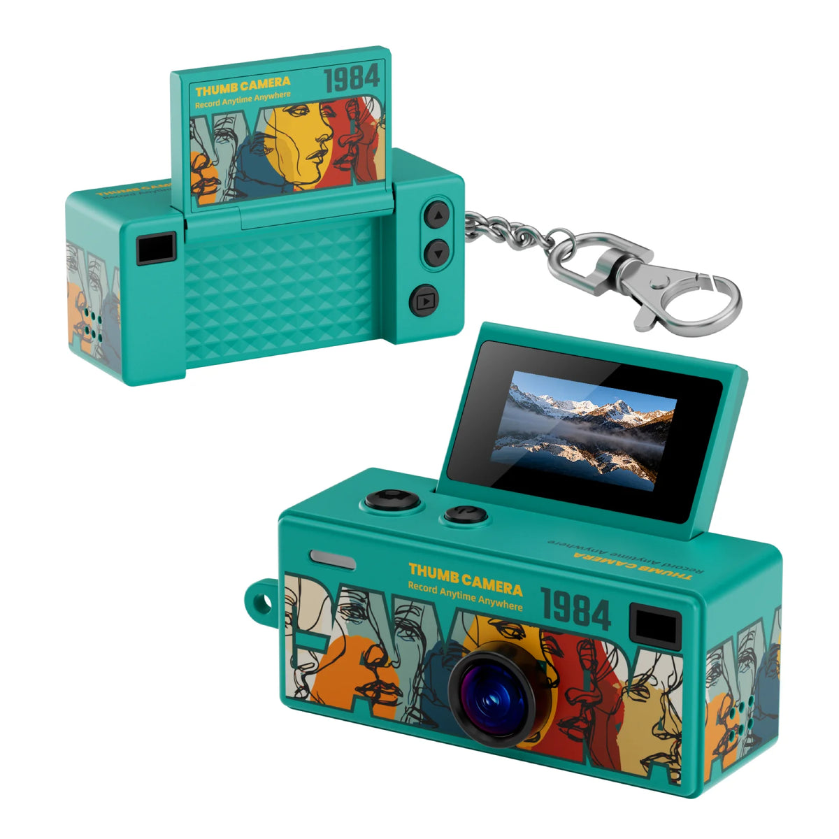 G62 Keychain Thumb Camera 0.96 Inch Retro Mini Action Camera 1080P Very Small Camcorder Audio Video Recorder Support Memory Card Zpaxo G62 Green Camera Add 8G