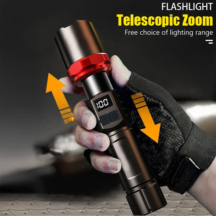 USB-C Rechargeable Zoomable LED Tactical Flashlight – 3-Mode