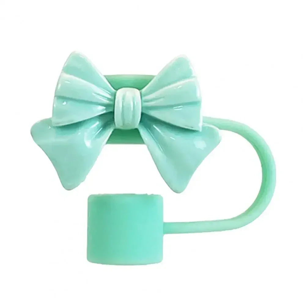 New Cute Bow Straw Cap Covers Silicone Straw Toppers Cap For Stanley Cups Accessories Straw Dust Cap For 10mm Diameter Straws YU Zpaxo Light Green