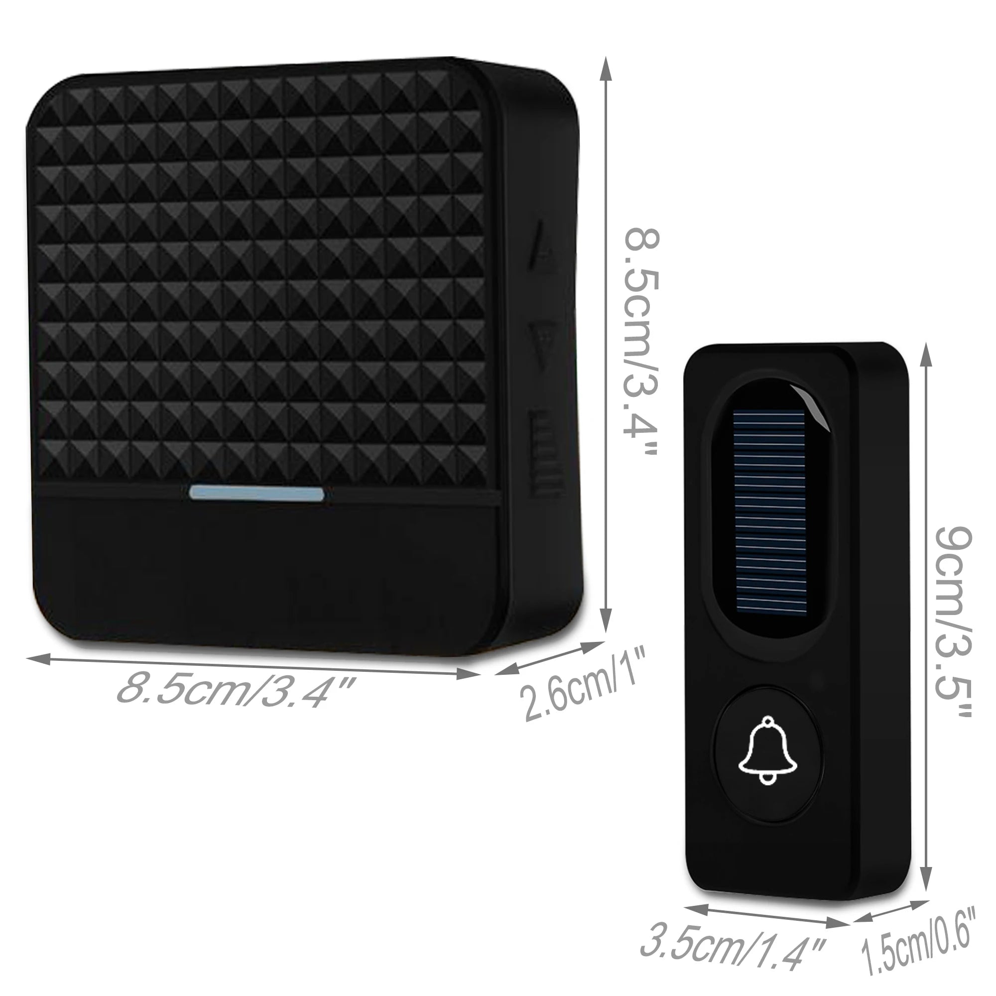 Wireless Solar Powered Doorbell 300M Range IP65 Waterproof Outdoor Chime Kit with EU/US Plug Zpaxo