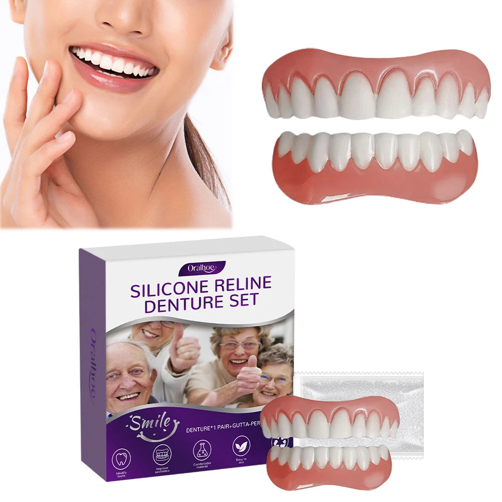 Silicone Reline Denture Soft Dentures False Teeth Upper Lower Men Zpaxo