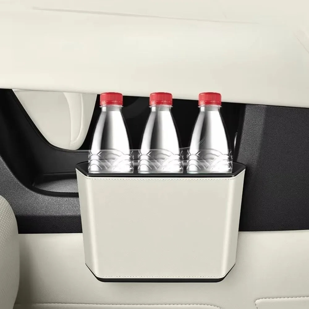 Leather Car Trash Can Large Capacity Waterproof Car Cup Holder Stable Clip Design Auto Door Storage Box Sundries Zpaxo