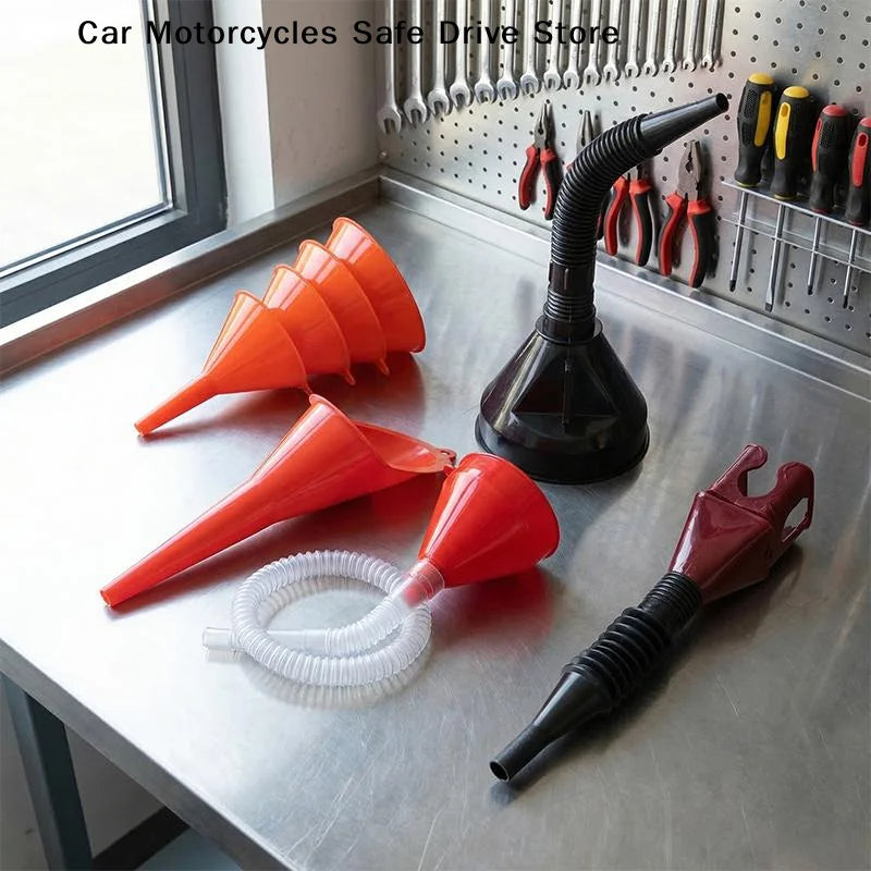 CM8-Pieces Car Plastic Funnel Wide-mouth Fuel Oil Multi-purpose