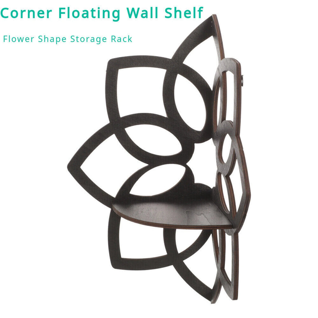 Flower Shape Corner Shelf Wood Floating Shelves Home Kitchen Living Zpaxo