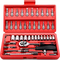 46Pc Auto Maintenance Vehicle-mounted Socket Repair Set Family Tools Factory Sale Auto Repair Combination Ratchet Wrench Toolbox Zpaxo A-GJ-46As shown 46Pcs