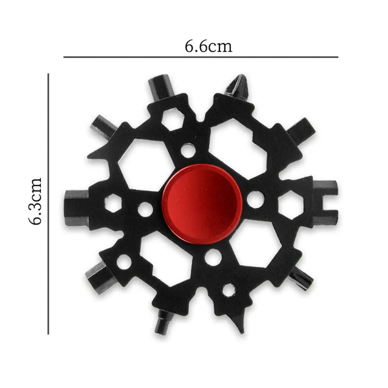 Portable Snow Spinner Spanner 23-in-1 Stainless Stee Snowflakes Multi-tool Bottle Opener Outdoor EDC Survival Bike Repair Tools Zpaxo