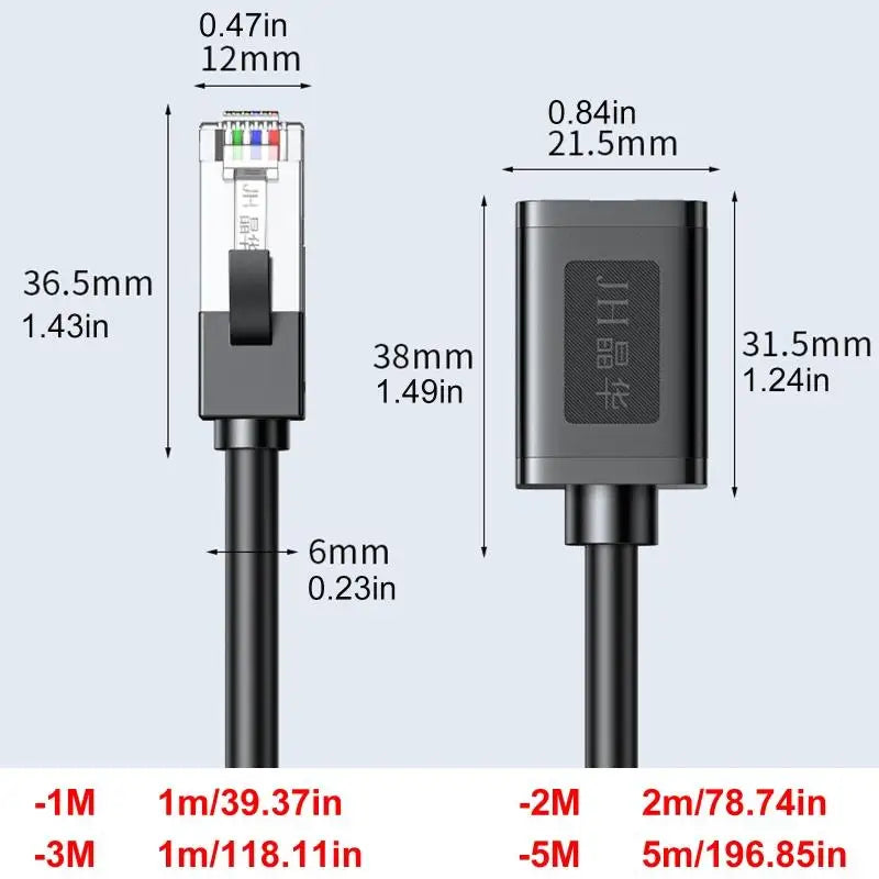 652F Cat6 Rj45 Cable Extension Adapter Cord Double Shielded Stable Transfer Zpaxo