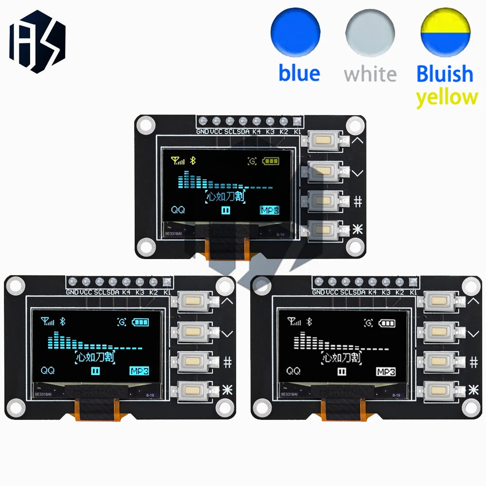 Product OLED IIC White YELLOW BLUE 12864 Display 4x4 Key I2C SSD1315 Zpaxo