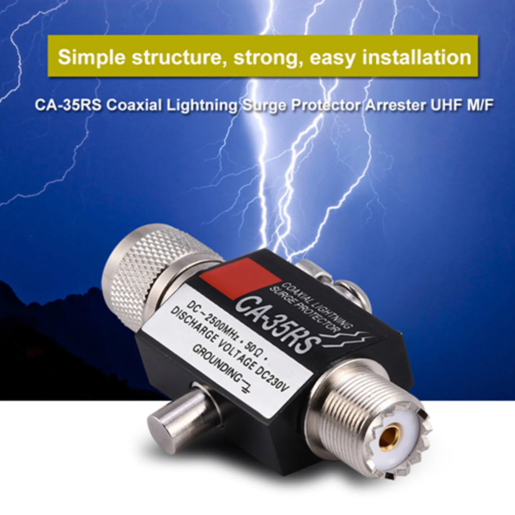 Lightning Surge Protector Male to Female UHF Antenna Lightning Arrestor CA-35RS Coaxial Lightning Surge Protector Arrester Zpaxo
