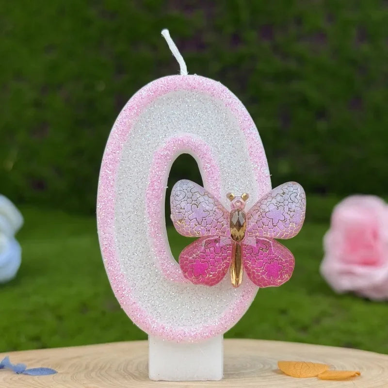 Pink Butterfly Number Candles 1–9 | Birthday Cake Topper Birthday Cake Candles Zpaxo 0