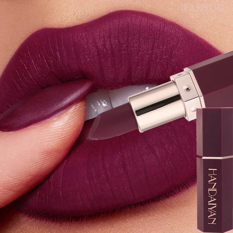 Matte Velvet Lipstick Waterproof Lasting Purple Tint Lip Gloss Non