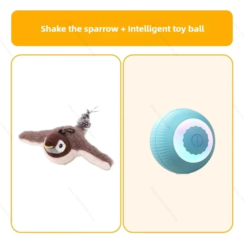 Interactive Cat Toys Rechargeable Flying Bird Rat Cat Toy Chirping Flapping Bird Can Add Catnip Touch Activated Cute Plush Toy Zpaxo Sparrow - Small ball