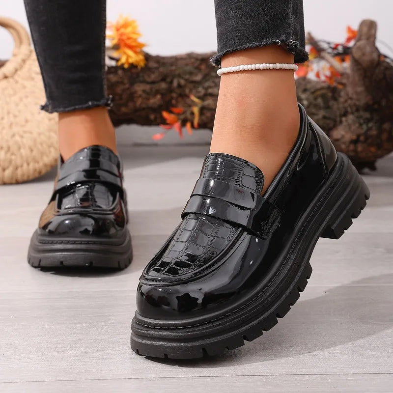 Women's Thick Soled Single Shoes Comfortable Fashion Casual Mid Heels Zpaxo