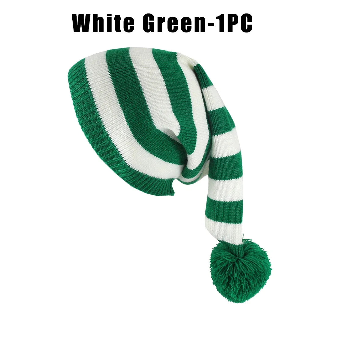 Unisex Christmas Knit Hat European Long-tail Pom Elf Beanie Festive