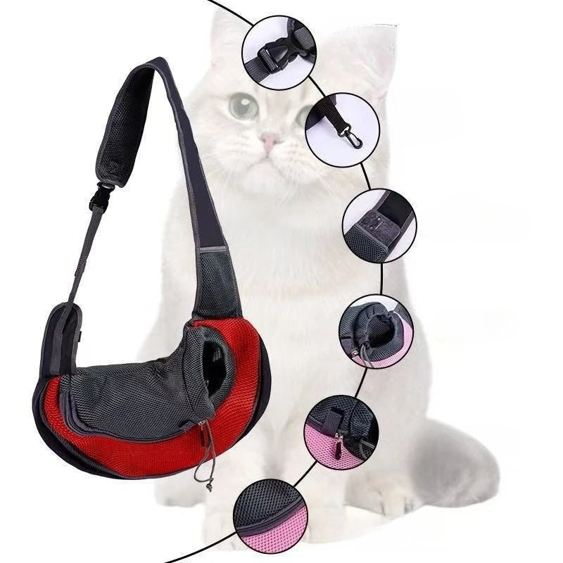 Dog bag pet shoulder bag cat and dog outdoor portable crossbody bag small dog outdoor bag breathable mesh pet backpack Zpaxo