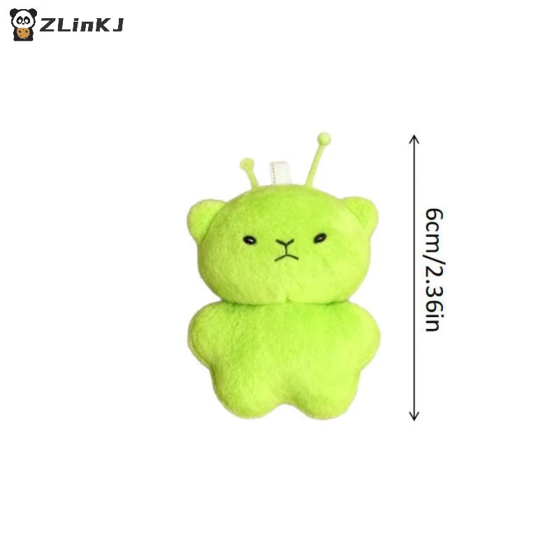 ▶1/2Pcs Green Cat Plush Toy Cartoon Stuffed Animal Keychain Accessories Creative Ugly Cute Backpacks Pendant Party Gift Zpaxo