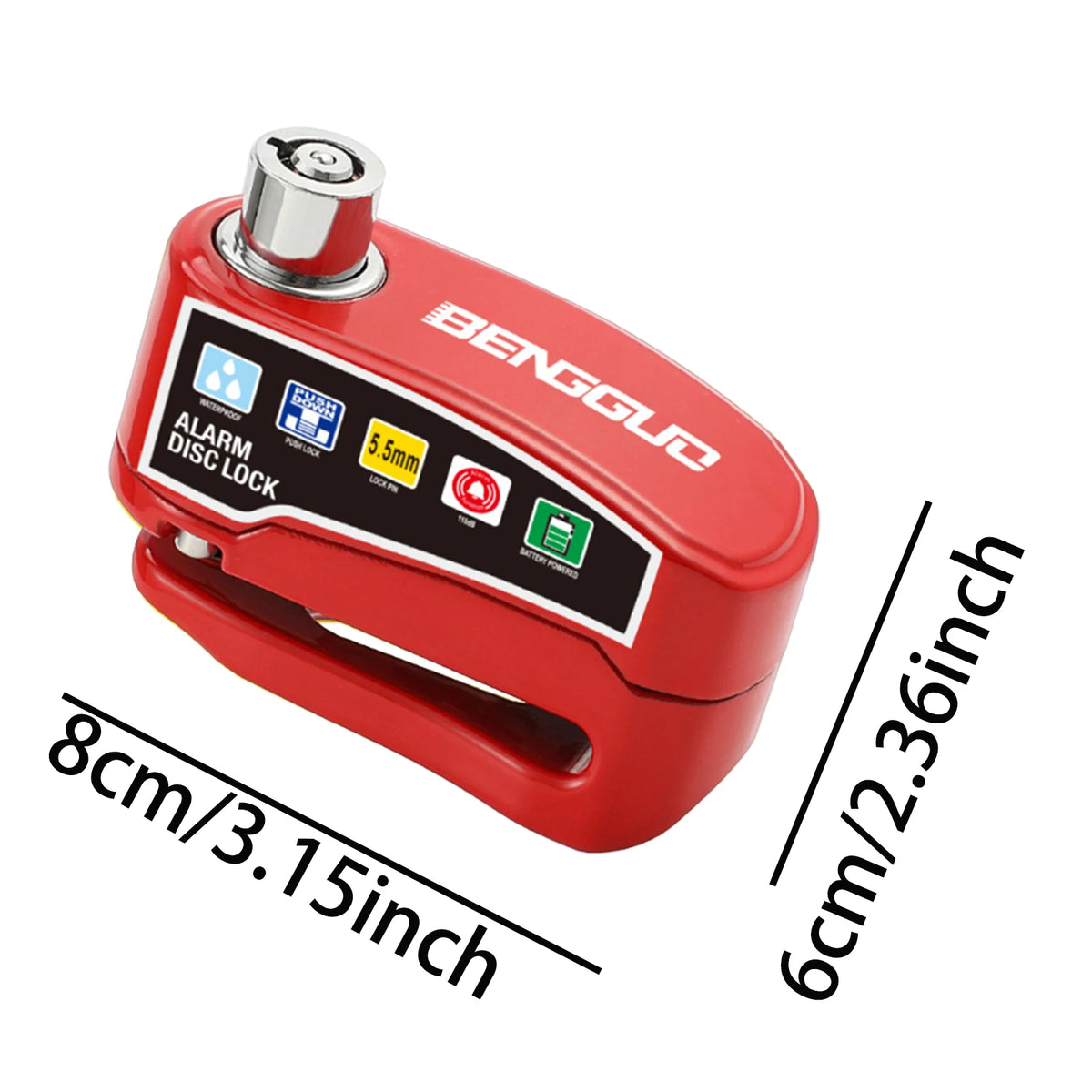 Motorcycle Disc Block Alarm Lock Wheel Brake Key Moto Scooter Bicycle Zpaxo Red