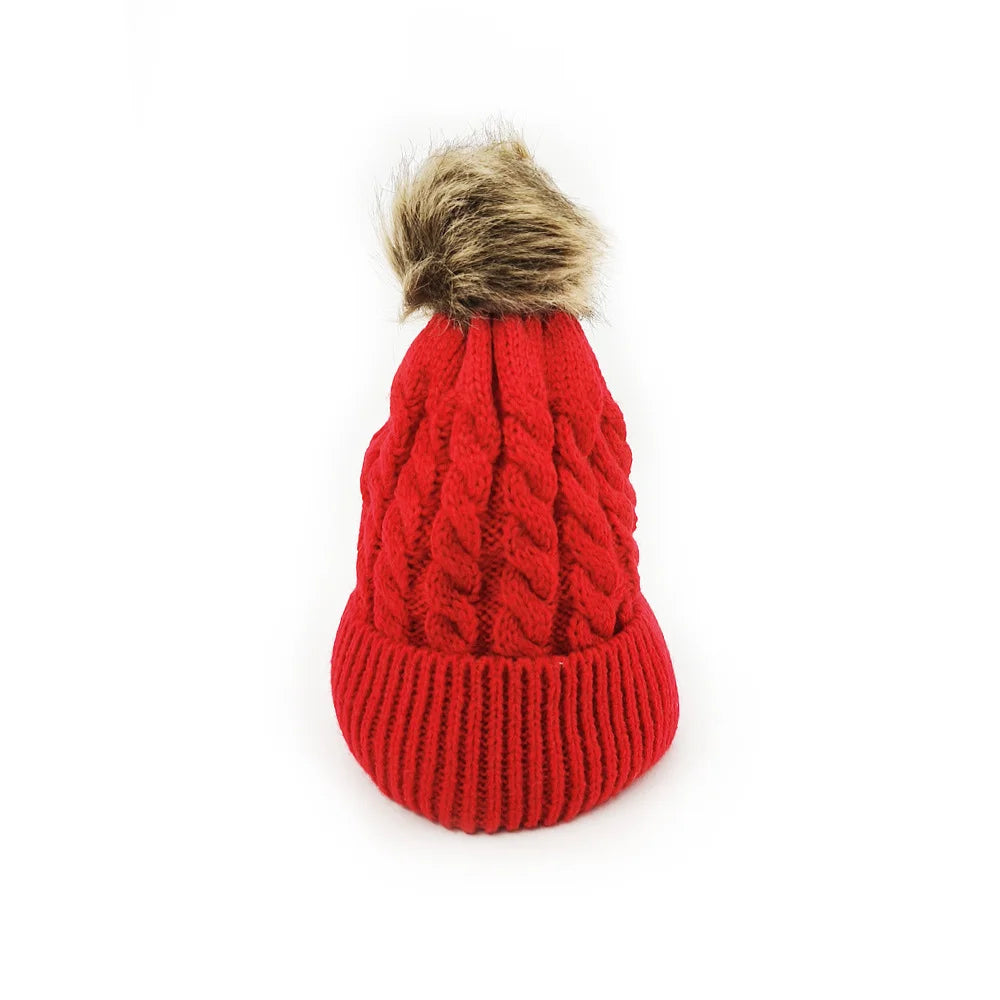 Cable Knit Pom Pom Beanie – Unisex Warm Winter Wool Hat