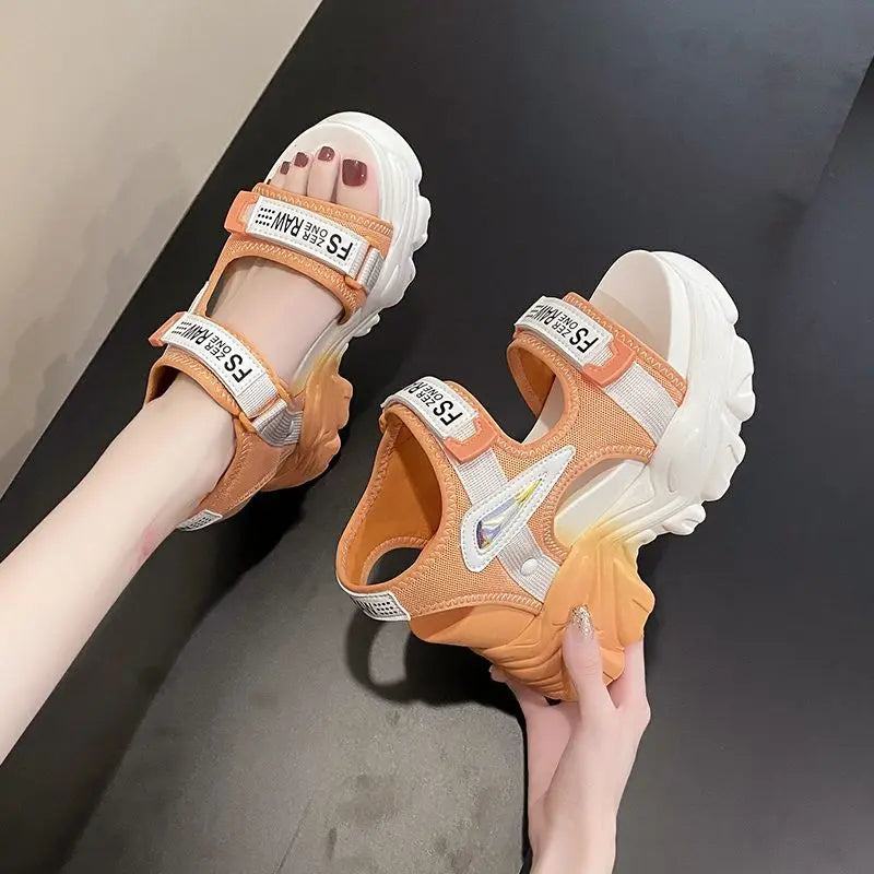 Fashion Summer Women Platform Sandals Wedges Thick Bottom Casual Mesh Zpaxo