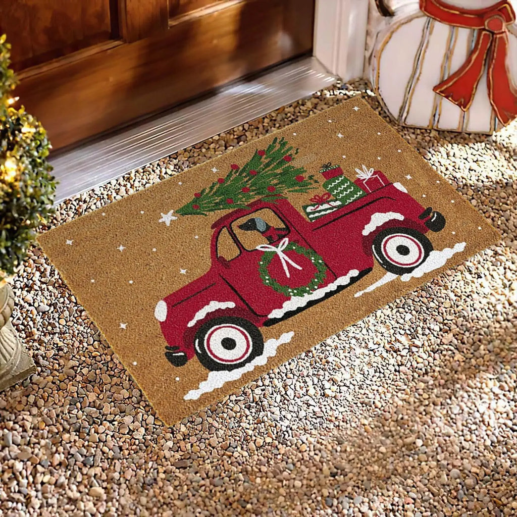 Christmas Doormat Car Pattern Welcome Mat Non Slip Washable Winter