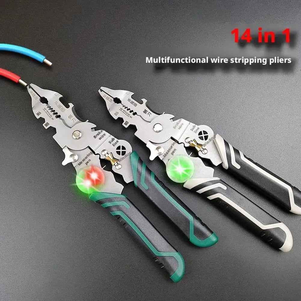 14-in-1 Electrician Pliers – Wire Stripper, Cutter & Tester Electrician Hand Tool Zpaxo