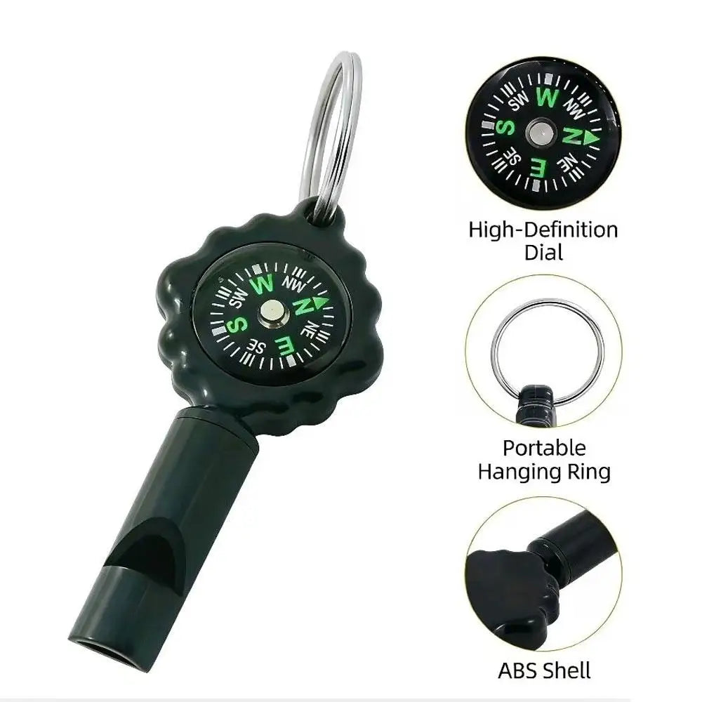 1/2pcs Survival Whistle With Compass Outdoor Multifunctional Tool Multifunctional Tool Loud Whistle 2 In1 Clear Sound For Kayaki Zpaxo