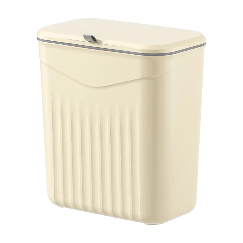 Effortless Cleanup Space-Saving White Wall-Mounted Trash Bin for Kitchen - Durable Plastic, Multi-Functional Garbage Storage Zpaxo YELLOW