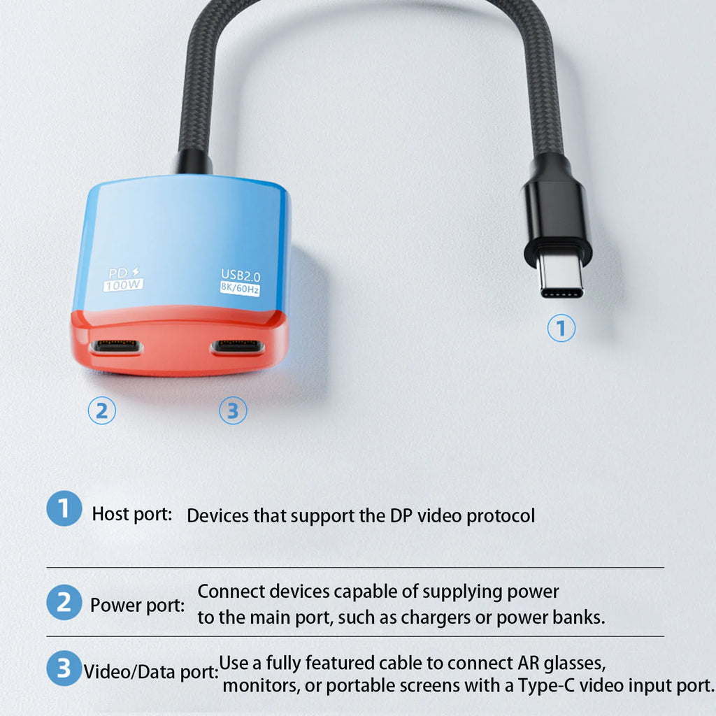 USB C 1 Converter PD100W Charging 8K 60Hz Video Full-function
