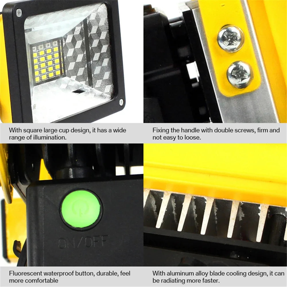 30W LED Rechargeable Floodlight – IP65 Waterproof Work Lamp
