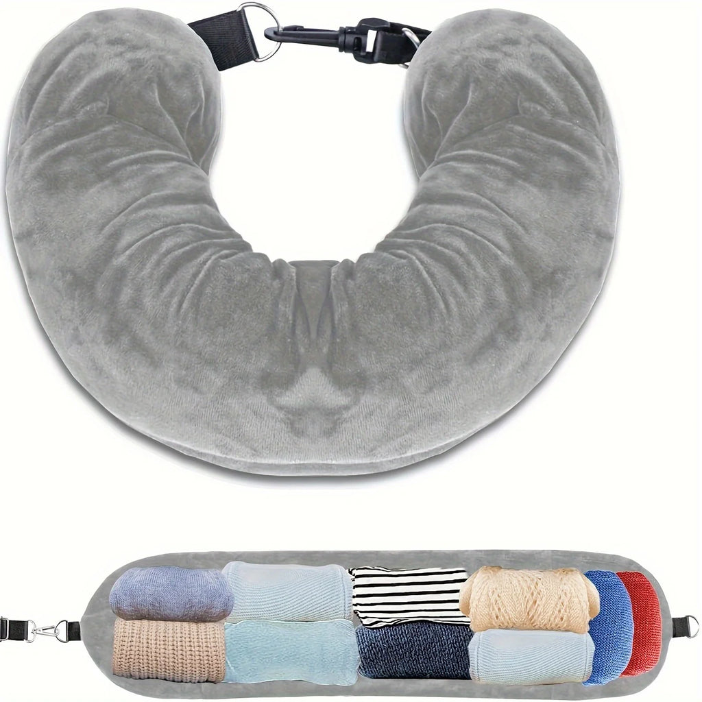 U-Shaped Travel Pillow That Can Be Filled with Clothes, Easy to Carry, Essential for Flights and Daily Use, Travel, Picnic, Zpaxo