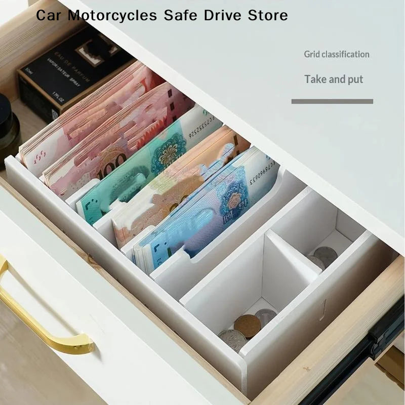 CM6 8 Grid PVC Organizing Shelf Durable Drawer Cashier Change Box