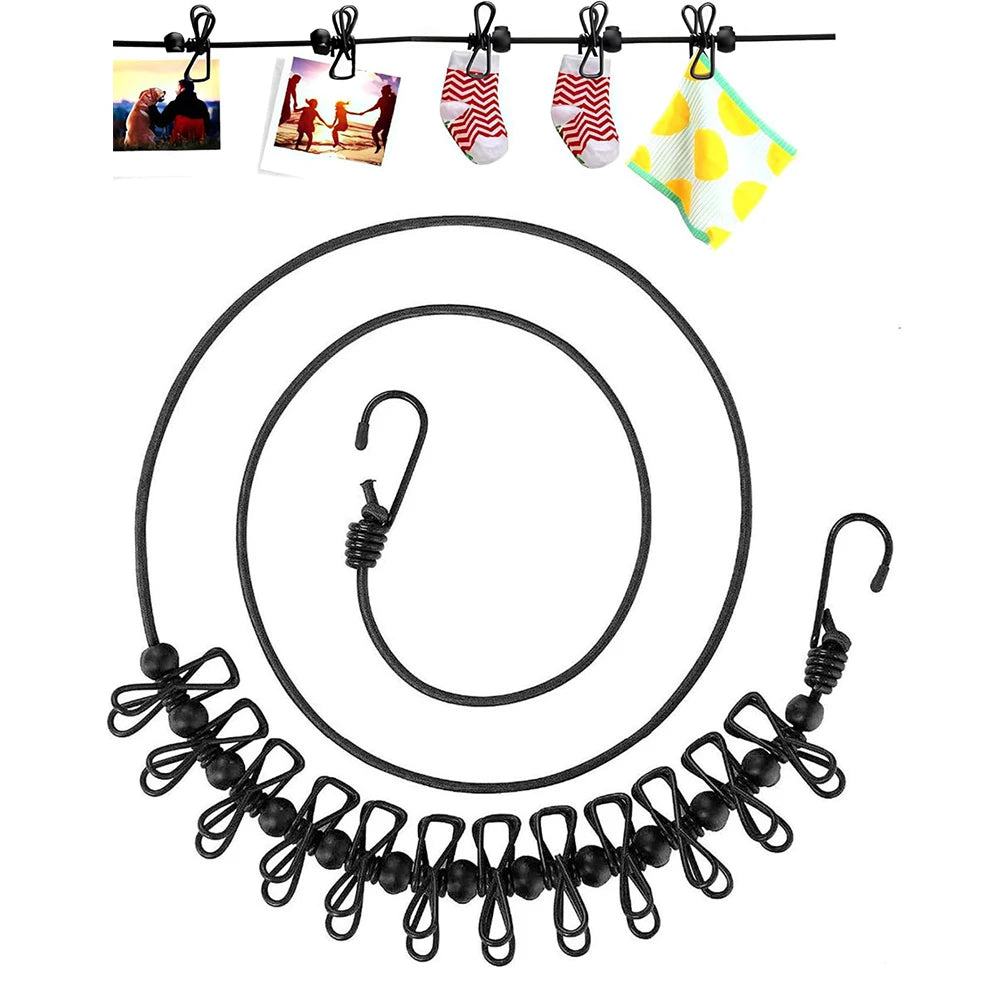Portable Clothesline with 12 Clothespins Travel Clothes Drying Rack Rope Windproof Laundry Clothes Line for Backyard Camping Zpaxo