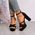 Buckle Strap Women Sandals Summer Heeled Fashion Open Toe Shoes Zpaxo black 41
